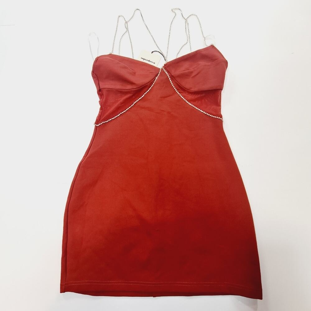 Superdown Jaxie Diamond Mini Dress in Rust Medium - Picture 2 of 9